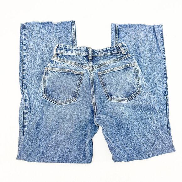 Zara Vintage Wash Wide Leg Raw Hem Zip Fly Medium Wash Denim Jeans Size 2 - Picture 7 of 8